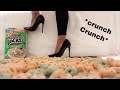 ASMR Crushing  Apple Jacks cereal  with high heels  satisfying sounds