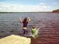 Me and Keri jumping into a lake fully clothed