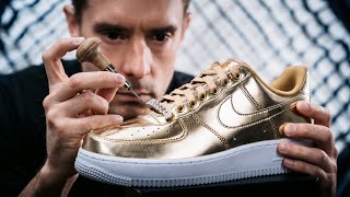 Making Diamond Cuban Chain Lace Locks For Gold Nike Air Force 1&#39;s