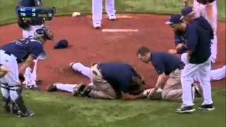 Alex Cobb leaves on stretcher