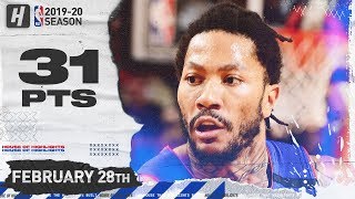 Derrick Rose 31 Points Full Highlights | Pistons vs Suns | February 28, 2020