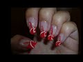 Simply orange+red+white nail art / Jednoduché oranžovo-červeno-bílé nehty