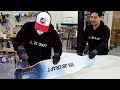 The process of making handmade long skateboard in Korean wood carving factory++++]