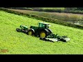 Silage '13 - Mowing by the River. - John Deere 6210R with Triples.