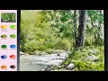 Without Sketch Landscape Watercolor - Valley Trees (color name view, watercolor material) NAMIL ART