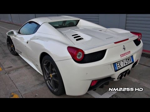 Full HD 1080p Video By NM2255 2012 white Ferrari 458 Spider lovely exhaust