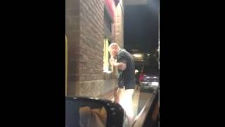 Angry man goes nuts at Wendy's drive thru