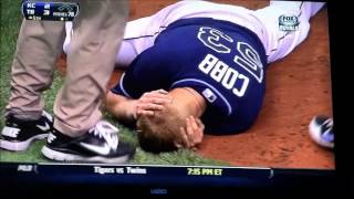 Alex Cobb Hit In the Head Injury by Eric Hosmer Line Drive