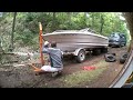 Removing a 19' Boat from a Trailer on Land