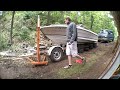 Removing a 19' Boat from a Trailer on Land
