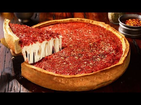 بيتزا شيكاغو بطبقتين | محشية, مقرمشة ,هشة وطرية (بالقالب العميق)Chicago-style pizza