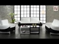 Modern White And Black Bonded Leather 3 Piece Sofa Set VGDM0893-BL