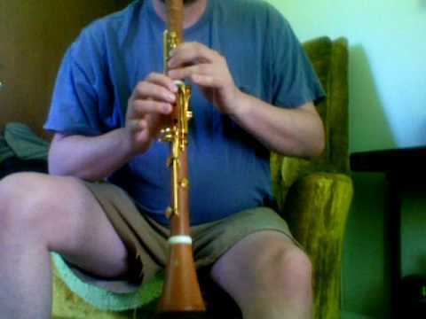The instrument is a pearwood Bohlen-Pierce clarinet made by Stephen Fox. The Bohlen-Pierce scale is an analog to the usual scale, using 3, The instrument is a pearwood Bohlen-Pierce clarinet made by Stephen Fox. The Bohlen-Pierce scale is an analog to the usual scale, using 3,