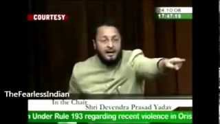 Watch how Member of parliament from Hyderabad Asaduddin Owaisi's talks in Parliament