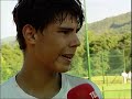 Rafael Nadal entrenando con Toni Colom y entrevistado en el future vigo -agosto 02-