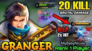 20 Kills Granger Brutal Shotgun Damage - Top 1 Global Player by MyBabyNicole - Mobile Legends