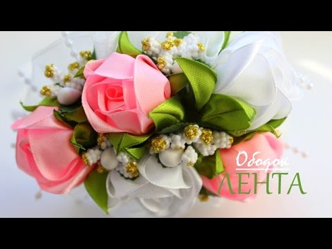 Пионы канзаши из атласных Пионы канзаши из атласных