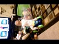 Funny baby on bike