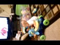 Funny baby on bike