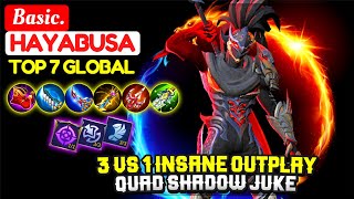 3 VS 1 Insane Outplay, Quad Shadow Juke [ Top Global Hayabusa ] Basic. - Mobile Legends