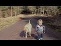 Best Friends - a kid, a dog and a puddle