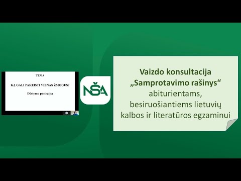 Nacionalinė švietimo agentūra. Vaizdo konsultacija „Samprotavimo rašinys“