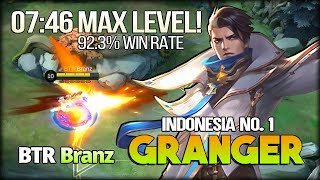 Granger Inhuman Leveling Skill 92.3% WR! Branz Indonesia No. 1 Granger - Mobile Legends