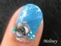 Nail Art Tutorial - Tinsel Pearl Flower Blue & Black Design for short nails