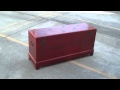 Red Leather Butterflies Long Storage Trunk Table s780m