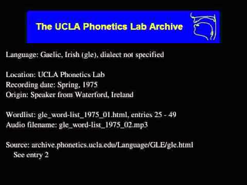 Gaelic, Irish audio: gle_word-list_1975_02