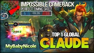 300 IQ Impossible Comeback! Perfect Skill Timing. MyBabyNicole Top 1 Global Claude - Mobile Legends