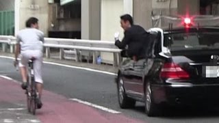 安倍総理 警護車 パトカー SP 激しい箱乗りで自転車を警戒 2013.6.9