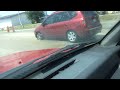 Girl driving on a flat tire car catches on fire