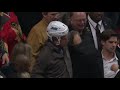 Adam Pardy loses helmet to fan in stands
