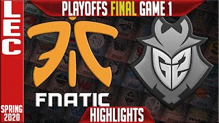 FNC vs G2 Highlights Game 1 | LEC Spring 2020 Playoffs Grand final | Fnatic vs G2 Esports G1