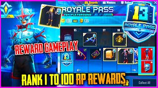 SEASON 13 ROYAL PASS 1 TO 100 RP REWARDS (GAMEPLAY) | 100RP OUTFIT FIRST LOOK - PUBG MOBILE