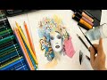 Malen mit Isabelle - Mix- Print & Paint mit Albrecht Dürer Aquarellstiften & Pitt Artist Pen