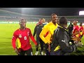 Ghana players sing before their World Cup playoff against Egypt in Cairo