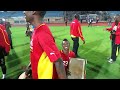 Ghana players sing before their World Cup playoff against Egypt in Cairo