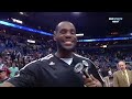 Dwyane Wade mops floor during LeBron's interview