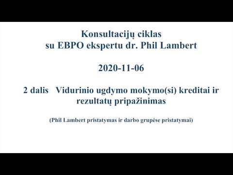 Konsultacijų ciklas su EBPO ekspertu dr. Philu Lambertu. Vidurinio ugdymo mokymo(si) kreditai ir rezultatų pripažinimas (3)