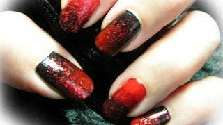 Creepy Scary And Spooky Halloween Nail Art Tutorial Red Black Diy Step By Step Ombre Nails Youtube