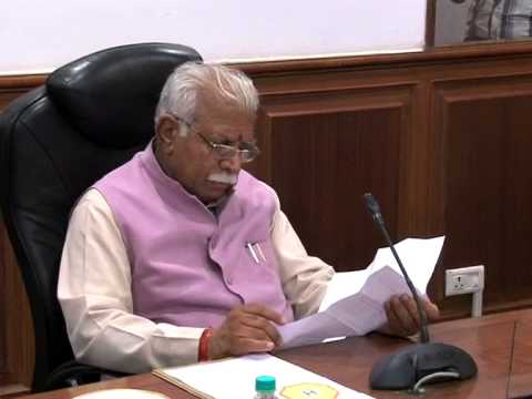 <p>Haryana Chief Minister, Mr. Manohar Lal Khattar presiding over first Cabinet meeting in Chandigarh on October 27,2014</p>