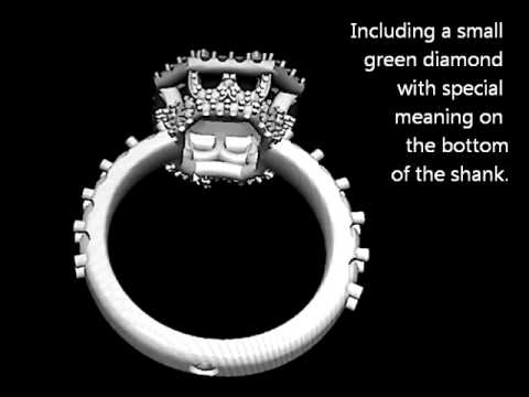 M55391E Asscher cut diamond ring with black and white diamonds 