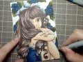 Copic Marker Drawing: Blue Rose
