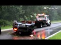 Lamborghini Gallardo Spyder flips over and wrecks