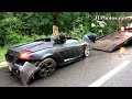 Lamborghini Gallardo Spyder flips over and wrecks