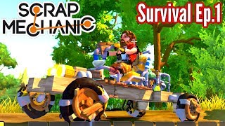 Highly Addictive! Basic Builds &amp; Combat! | Scrap Mechanic Survival Mode | Ep 1