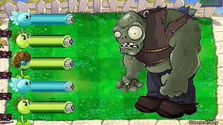 1 Snow Pea vs 1 Gatling Pea vs Gargantuar Zombie - Plants vs Zombies