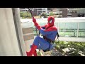 Spiderman Cleaning the Windows at a Children's Hospital